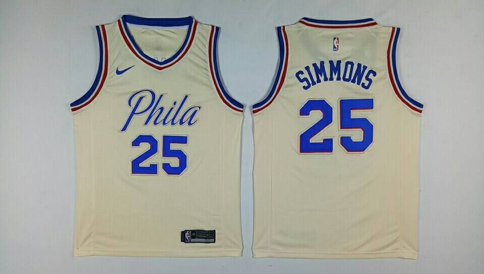 Men Philadelphia 76ers #25 Simmons Gream Nike NBA Jerseys->new england patriots->NFL Jersey